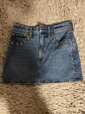 Abercrombie & Fitch Medium Blue Denim Mini Skirt with Stud Accents